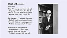 This Be The Verse, by Philip Larkin - YouTube