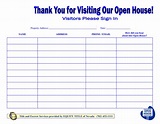 Visitors Open House Sign In Sheet | Templates at allbusinesstemplates.com