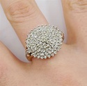 9ct gold diamond chip cluster ring, with diamond set shoulders ...