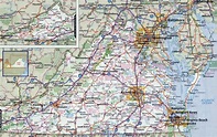 Large detailed roads and highways map of Virginia state with all cities ...
