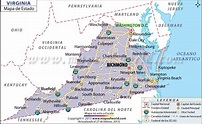 El Mapa del Estado de Virginia - Estados Unidos de America