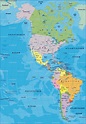 Karte von Amerika, Weltkarte politisch (Übersichtskarte / Regionen der ...