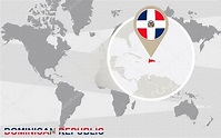 Mapa del mundo con República Dominicana ampliada 2022