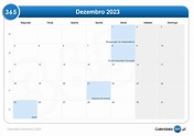 Calendário dezembro 2023