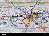 Nashville, Tennessee, EE.UU. Y las zonas de los alrededores se muestran ...