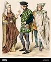 English citizens of the early 1400s. Hand-colored print Stock Photo - Alamy
