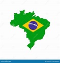 Mapa Del Brasil Con La Imagen De La Bandera Nacional Stock de ...