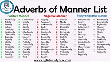 Adverbs of Manner List - English Study Here