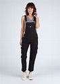 Women's Black Dungarees with roll-up leg