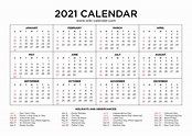 Blank 2021 Calendar