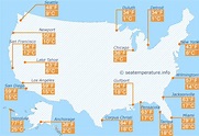 Sea water temperature in United States in January