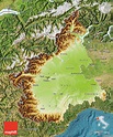 Physical Map of Piemonte, satellite outside