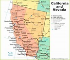 Map of California and Nevada - Ontheworldmap.com