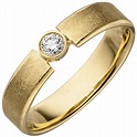 Damen Ring 585 Gold Gelbgold eismatt 1 Diamant Brillant 0, 10ct ...