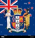 Nueva Zelanda el escudo y la bandera, símbolos oficiales de la nación ...
