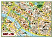 Gran mapa detallado de la parte central de Bremen | Bremen | Alemania ...