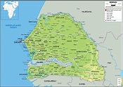Senegal Map (Physical) - Worldometer