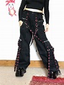 TRIPP NYC CYBER GOTH PANTS! Red and black skull and cross bones | eBay ...