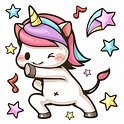 Lindo unicornio bailando imagen en color de dibujos animados | Vector ...