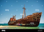 Shipwreck "Dimitrios", scenic beach in Lakonia region, Greece Stock ...