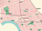 Hammersmith & Fulham (London borough) retro map giclee print – Mike ...