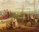 18th Century French Pastoral and Harbor Scene Oil Painting in Ornate ...