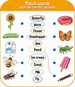 Match words with the correct pictures game for kids 2046950 Vector Art ...