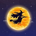 Witch flying on broomstick. halloween illustration. witch silhouette ...