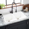 33" Totten Double-Bowl Granite Composite Drop-In Kitchen Sink - White ...