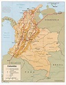 Large detailed relief and administrative map of Colombia with cities ...