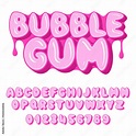 Bubble Gum font, alphabet. Letters and numbers. flat style Stock Vector ...
