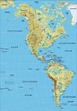 Karte von Amerika, physikalisch (Übersichtskarte / Regionen der Welt ...
