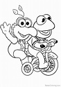 Muppet Babies Coloring Pages Kermit and Gonzo Cycling - Free Printable ...