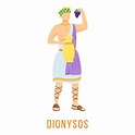 Ilustración de vector plano dionysos. dionisio. dios del vino y de la ...