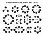 Dining Table Dimensions Design Sizes Seating Arrangement - Etsy Australia