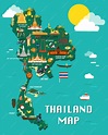 Premium Vector | Thailand map with colorful landmarks illustration design