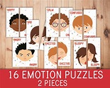 Emotion Puzzles Matching Game Feelings Toddlers Preschool | Etsy
