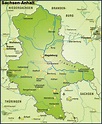 Karte von Sachsen-Anhalt als Übersichtskarte in Grün - Lizenzfreies ...