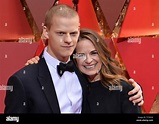 Actor Lucas Hedges (L) and his mother Susan Bruce Titman arrive on the ...
