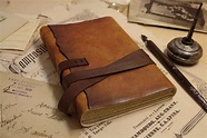 chestnut brown leather journal – romantic notebook – diary with vintage ...