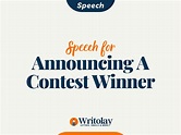 Announcing a Contest Winner Speech: 8 Templates - Writolay