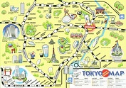 Mappa di Tokyo turistica: attrazioni e monumenti di Tokyo