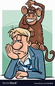 Monkey on your back cartoon Royalty Free Vector Image