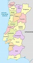 Karte der Portugal Regionen: politische und staatliche Karte von Portugal