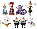 alice in wonderland characters collection Stock Vector | Adobe Stock