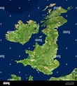 Mapa del Reino Unido en la foto satelital, vista del terreno de ...
