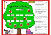 FAMILY TREE WORKSHEET AND GAME (B/W, LESSON PLAN & KEY INCLUDED) - ESL ...