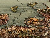 1901 Reimpresión del mapa del puerto de Boston reimpresión | Etsy