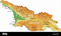 Mapa físico muy detallado de Georgia, en formato vectorial, con todas ...