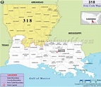 318 Area Code Map, Where is 318 Area Code in Louisiana